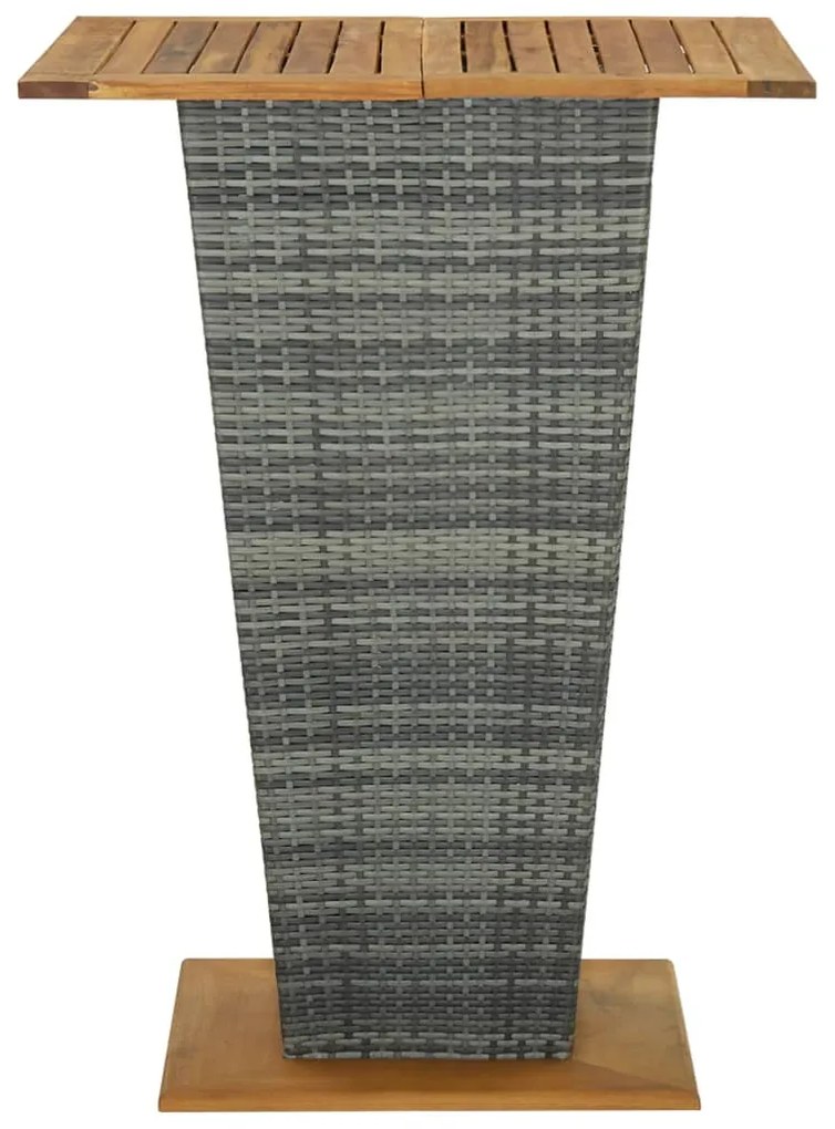 Mesa de bar 80x80x110 cm vime PE e acácia maciça cinzento