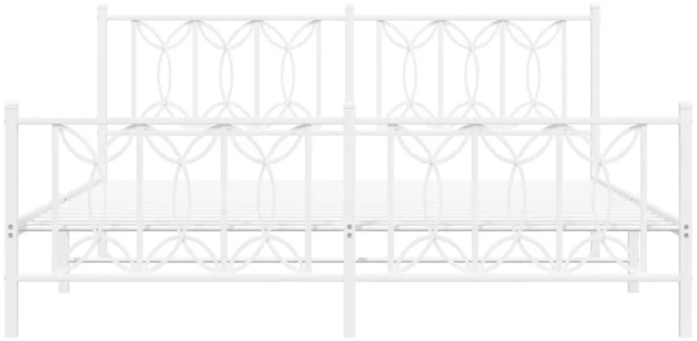 Estrutura de cama com cabeceira e pés 183x213 cm metal branco