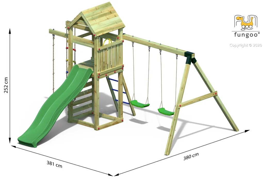 Parque infantil Crianças Exterior Gaia TL2S KDI Escorrega, baloiço e escada com degraus