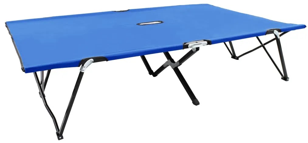 Espreguiçadeira/cama dobrável para 2 pessoas aço azul