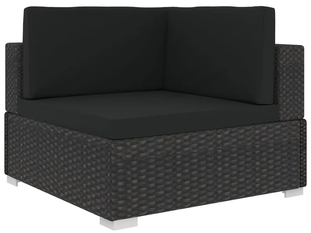 6 pcs conjunto lounge de jardim c/ almofadões vime PE preto