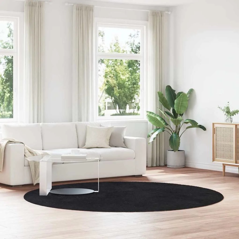 vidaXL Tapete shaggy de pelo alto NAVARRA 240x240 cm poliéster preto