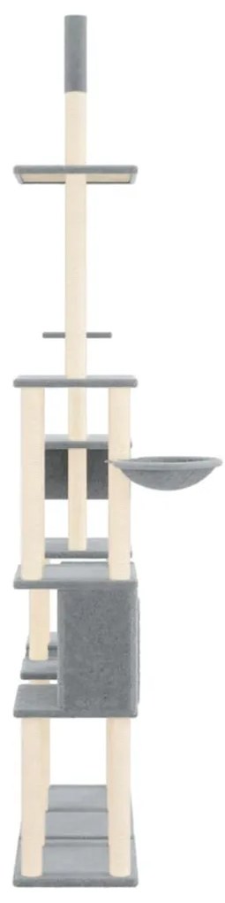 Árvore p/ gatos c/ postes arranhadores sisal 279 cm cinza-claro