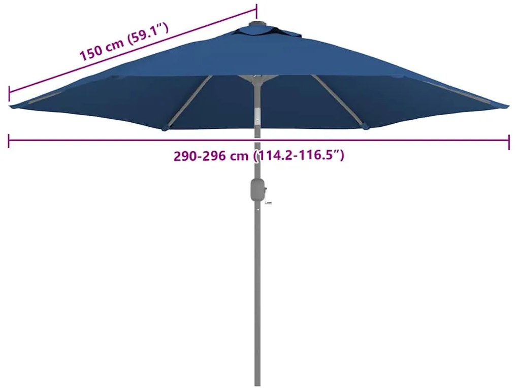 Tecido de substituição p/ guarda-sol exterior 300 cm azul-ciano