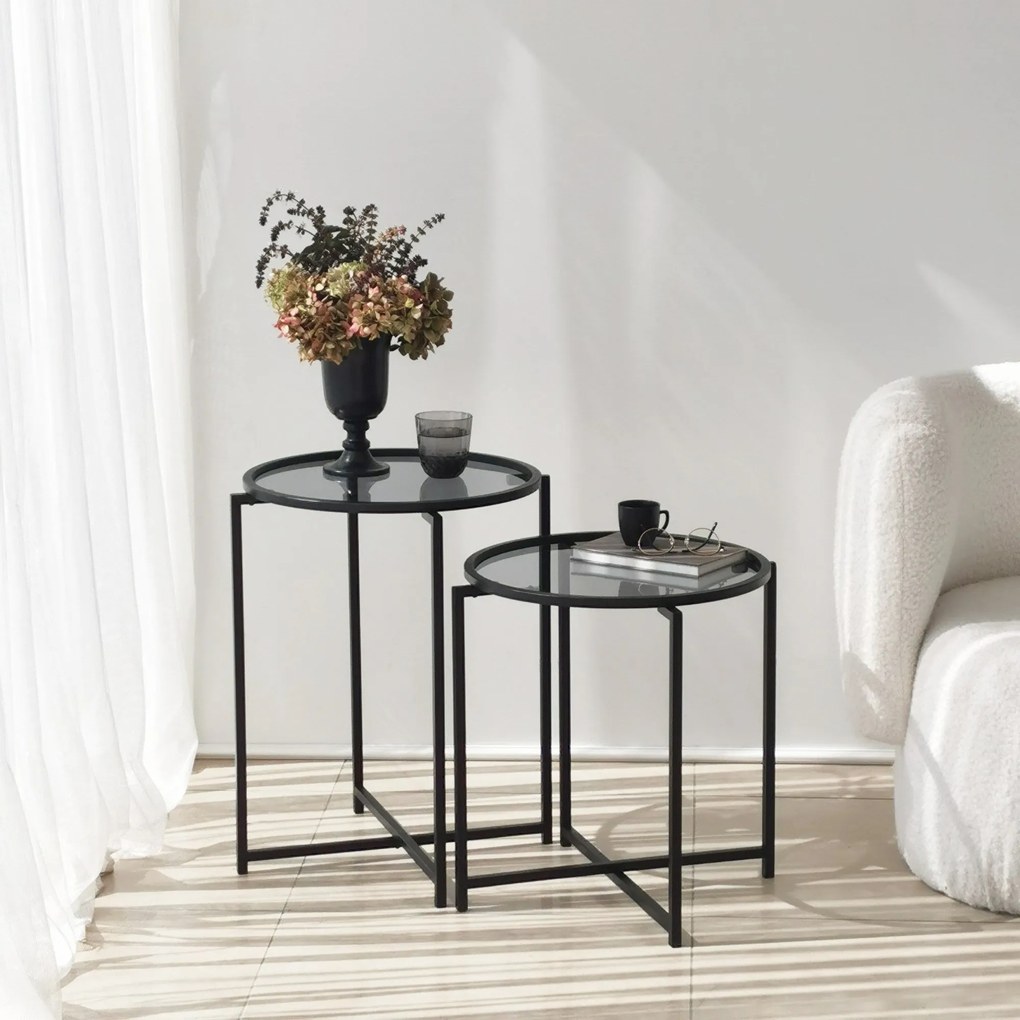 Mesa de Apoio S412F - Preto - 50x60x50 cm e 50x50x50 cm