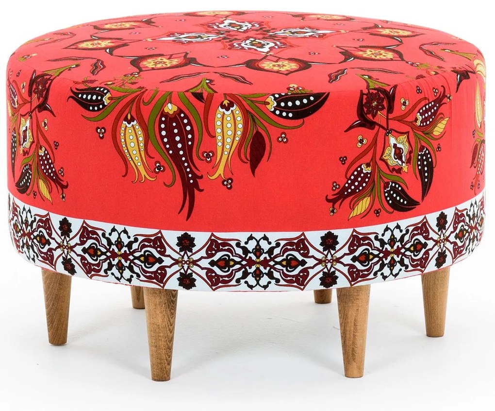 Tuffet Como – Vermelho, Verde, Amarelo, Branco, Castanho – 65x40x65 cm