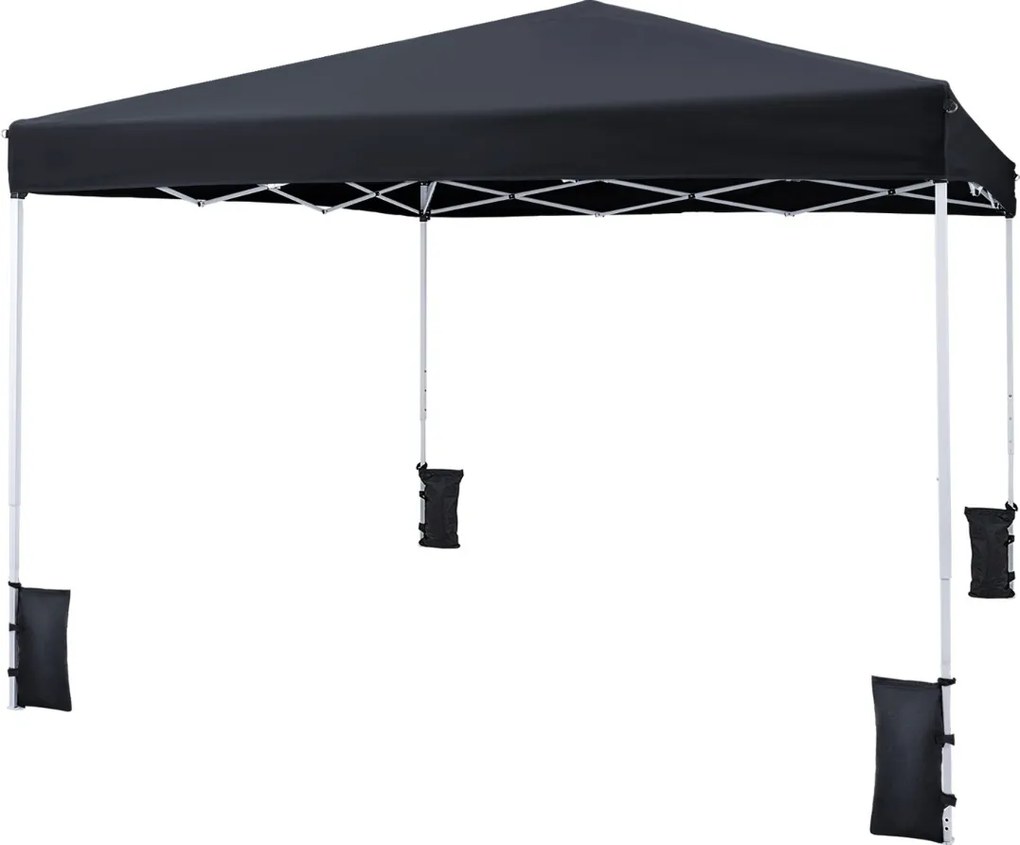 Tenda dobrável instantânea de 3x3 m com 4 pesos areia, saco de transporte, proteção solar e Estrutura de aço para jardim, festas, eventos, na cor pret