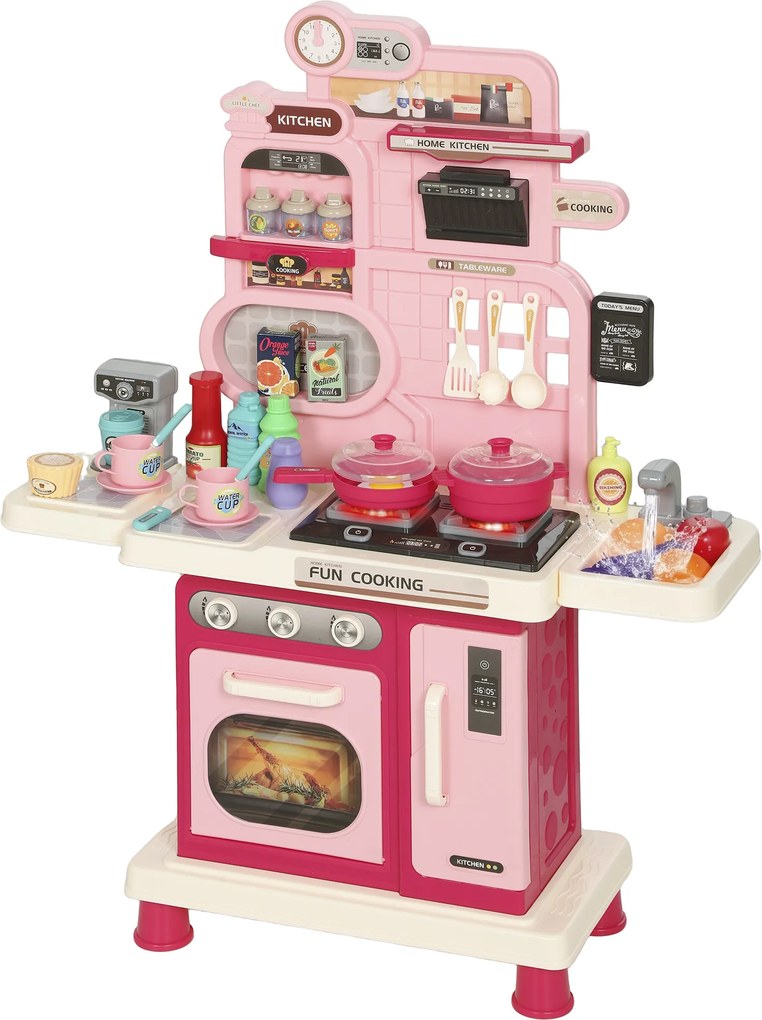 Cozinha de Brincar, 67 x 25 x 87 cm, 33 Acessórios, Rosa
