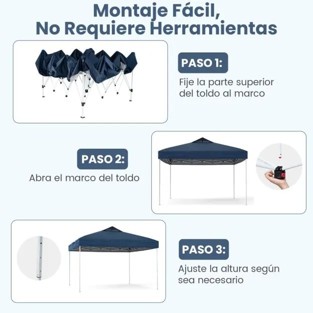 Tenda dobrável 295 x 295 cm para jardim, feiras, eventos com bolsa de transporte teto ventilado Azul Escuro