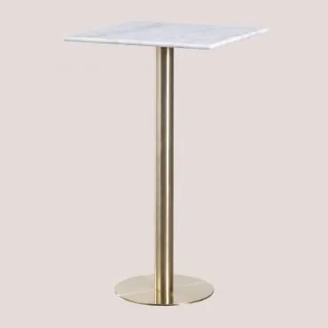 Mesa Alta De Bar Quadrada 60x60 Cm Em Mármore Cosmopolitan Mármore Branco & Ouro Champagne - Sklum