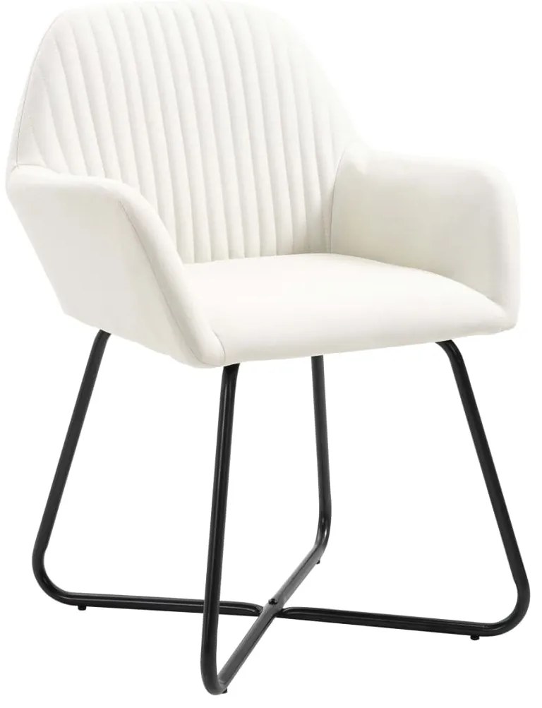 Cadeiras de jantar 2 pcs tecido cor creme
