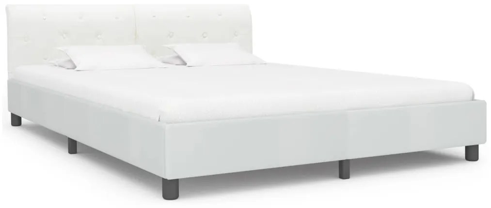 Estrutura de cama 180x200 cm couro artificial branco