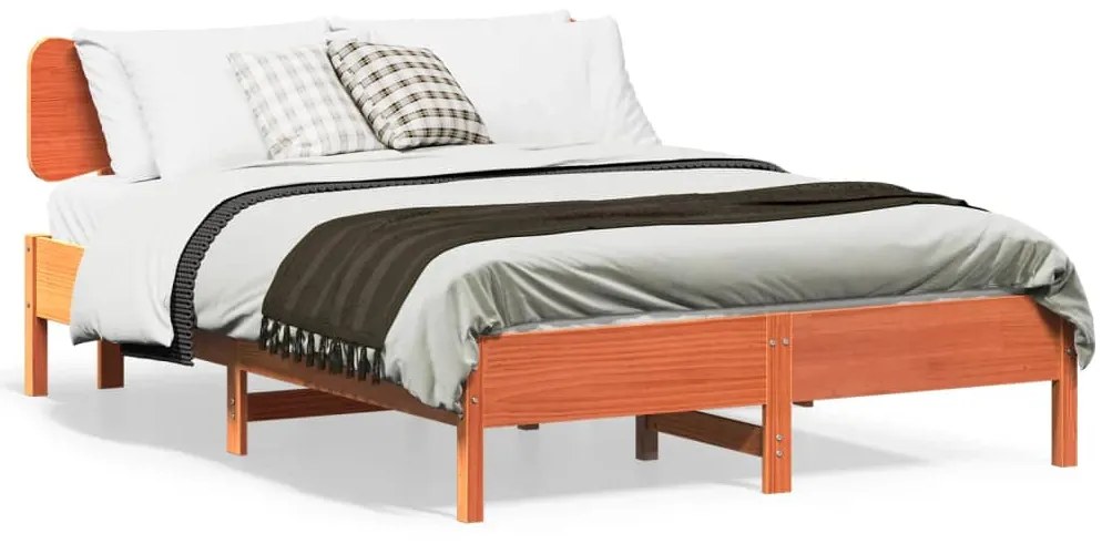 VidaXL Cama sem colchão 140x190 cm pinho maciço castanho-mel