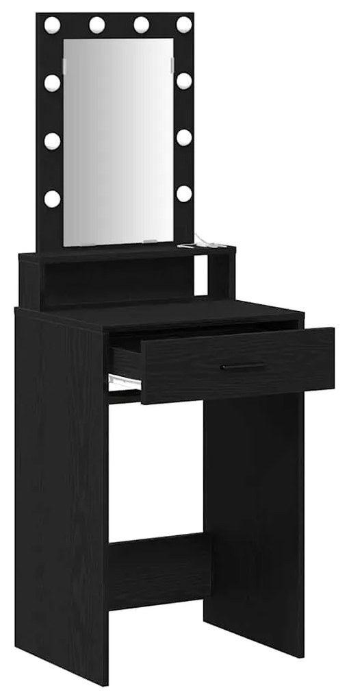 Mesa de Maquiagem vidaXL com Luzes LED Preto e Carvalho 50x41x140 cm