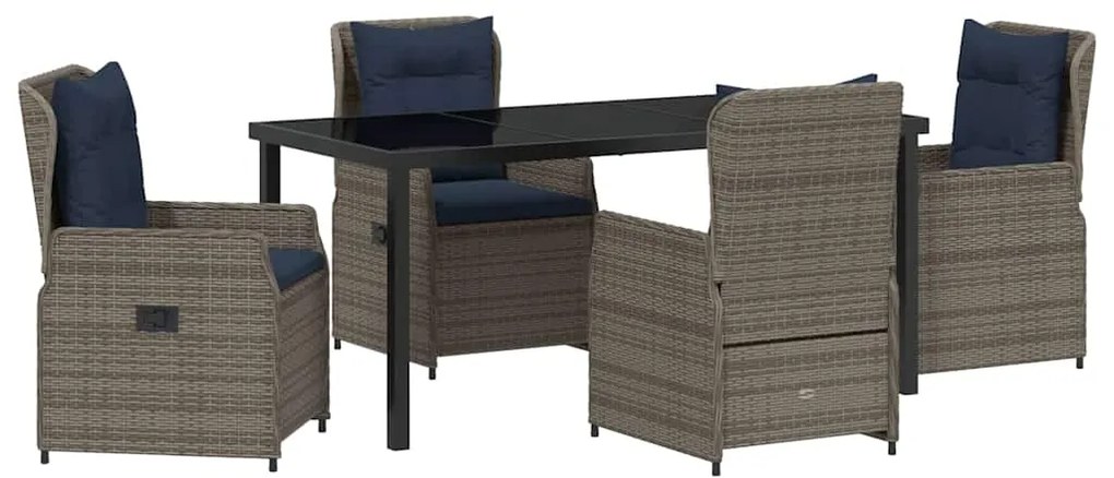 Conjunto de Jantar de Jardim 5 Peças Cinza Rattan