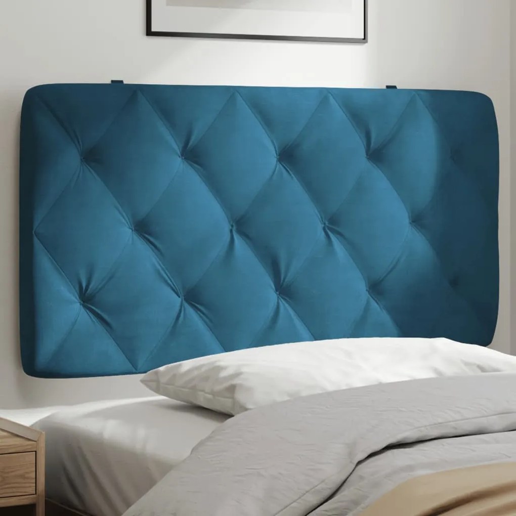 vidaXL Almofadão de cabeceira 100 cm veludo azul