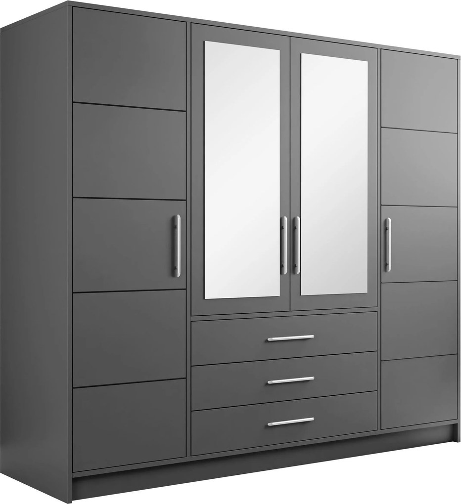 Roupeiro Dortivu, Prateado, Grafite, 200x196x58cm, 174 kg, Portas para roupeiro: Com dobradiças