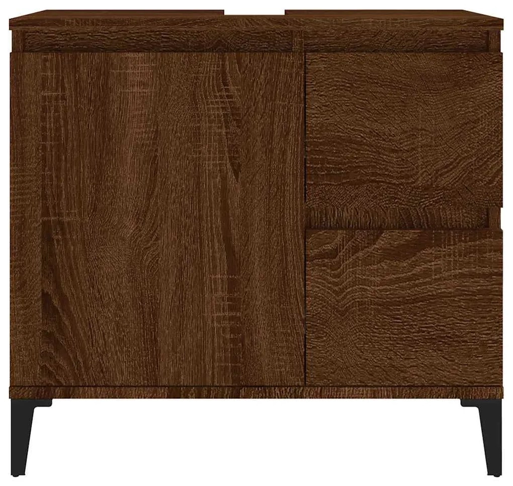 Armário casa de banho 65x33x60 cm madeira carvalho castanho