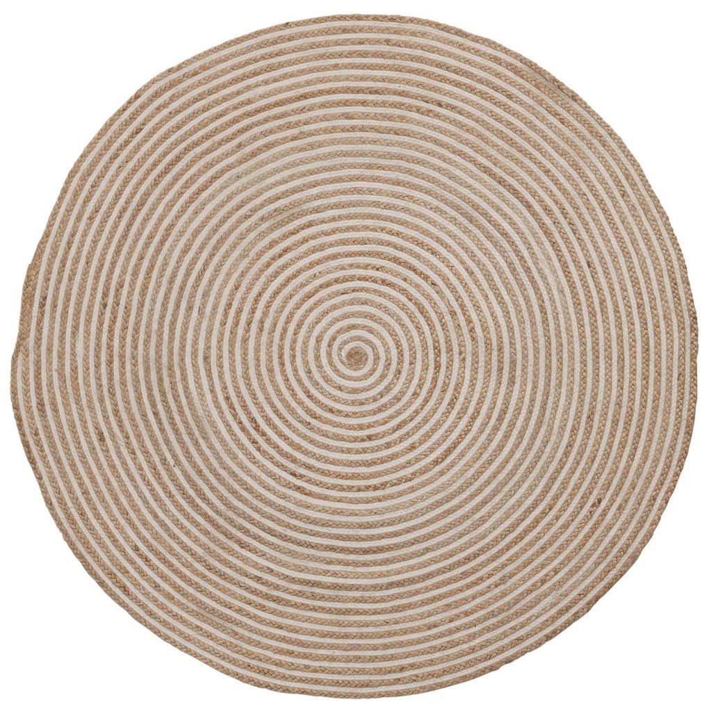 Kave Home - Tapete redondo Saht de juta e algodão natural e branco Ø 100 cm