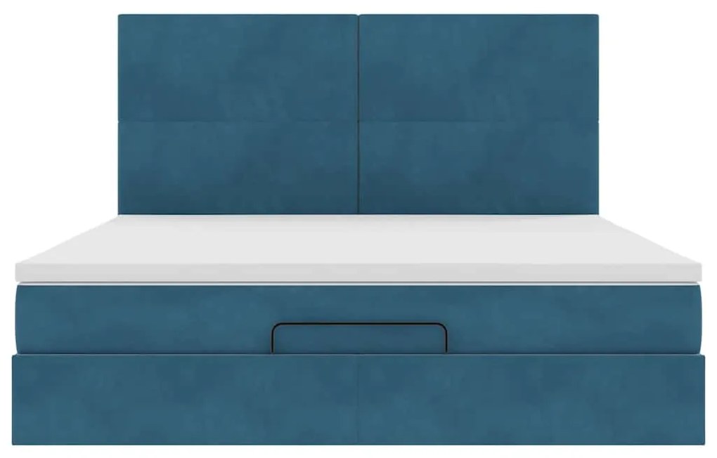 Estrutura cama otomana colchões 180x200 cm veludo azul escuro