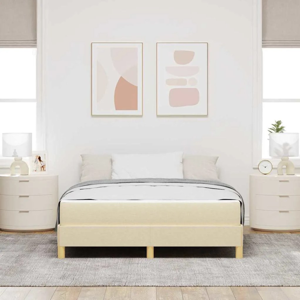 vidaXL Cama Box Creme 140 x 200 cm tecido