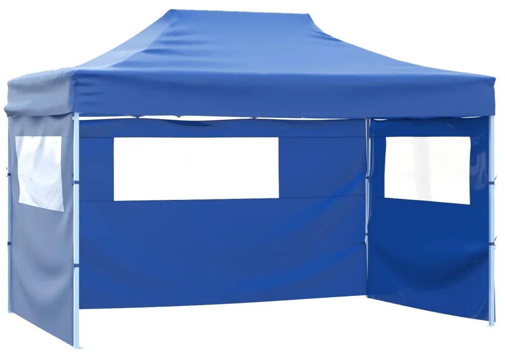 Tenda dobrável profissional festas 3 paredes 3x4 m aço azul