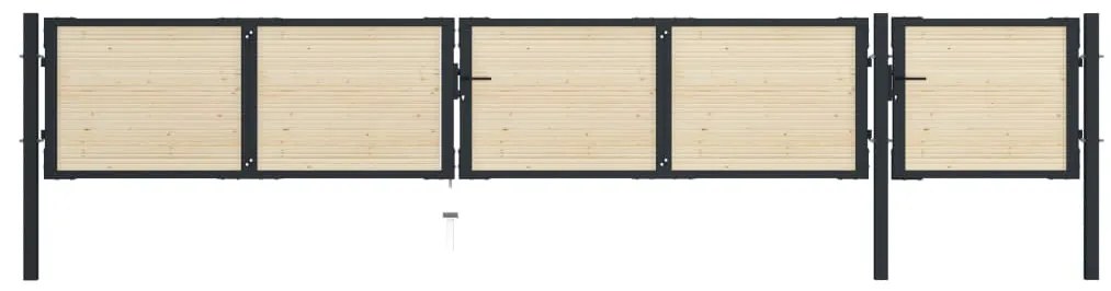 3055630 vidaXL Portão de vedação aço e madeira de abeto 513x125 cm