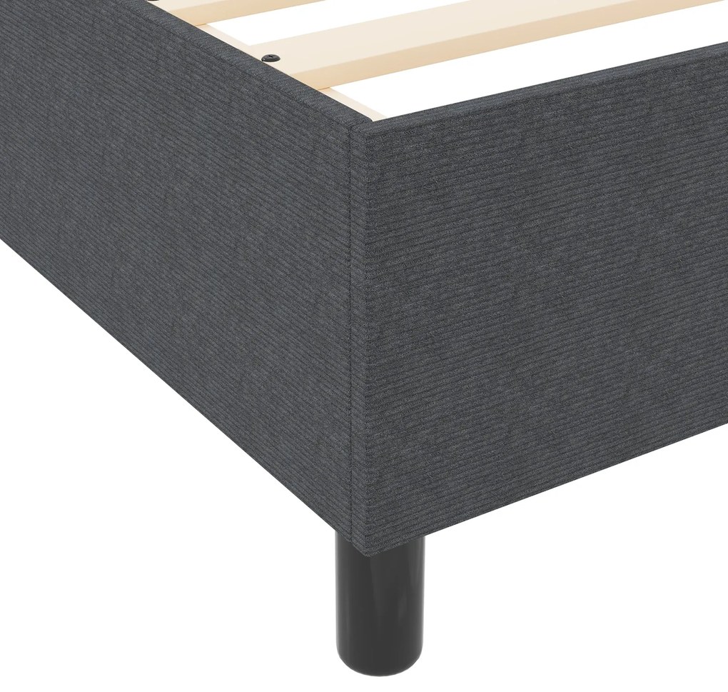 Cama com Box Spring e Colchão Cinza Escuro 140x200 cm Tecido de Cordur