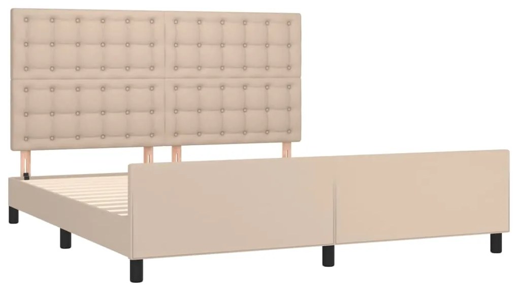 Estrutura cama cabeceira 180x200 cm couro artificial cappuccino