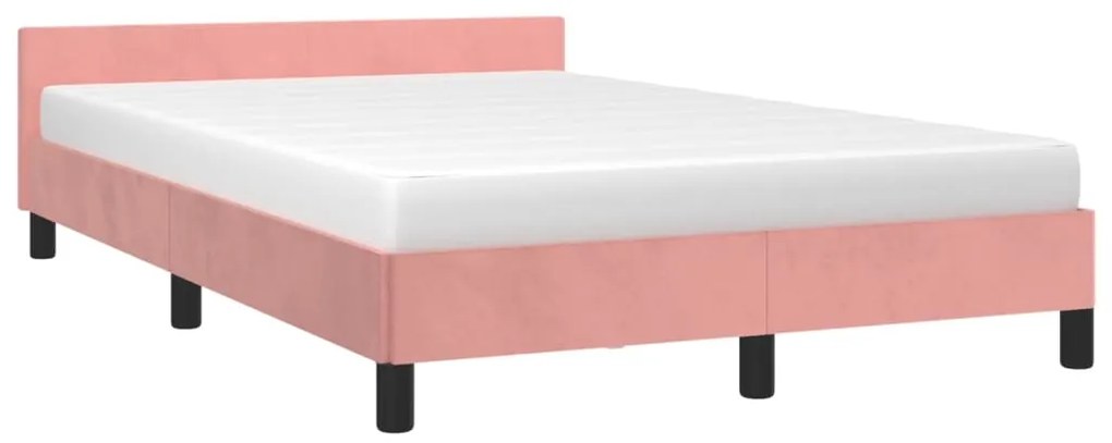 Estrutura de cama c/ cabeceira 120x200 cm veludo rosa