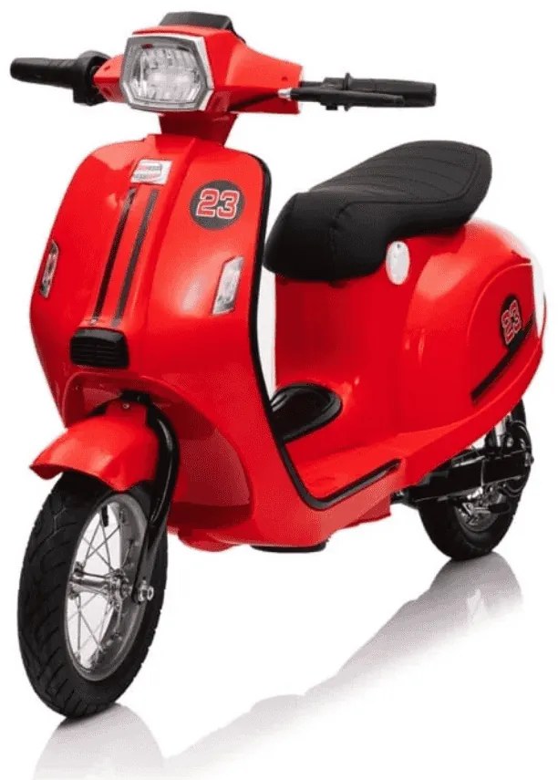 Scooter, Vespa elétrica Crianças 24V com tração de 350 watts, pneus de ar, assento em imitação de couro Vermelha