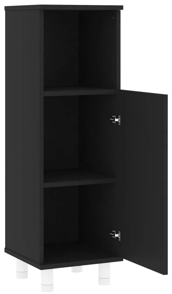 4 pcs conjunto de móveis de casa de banho contraplacado preto