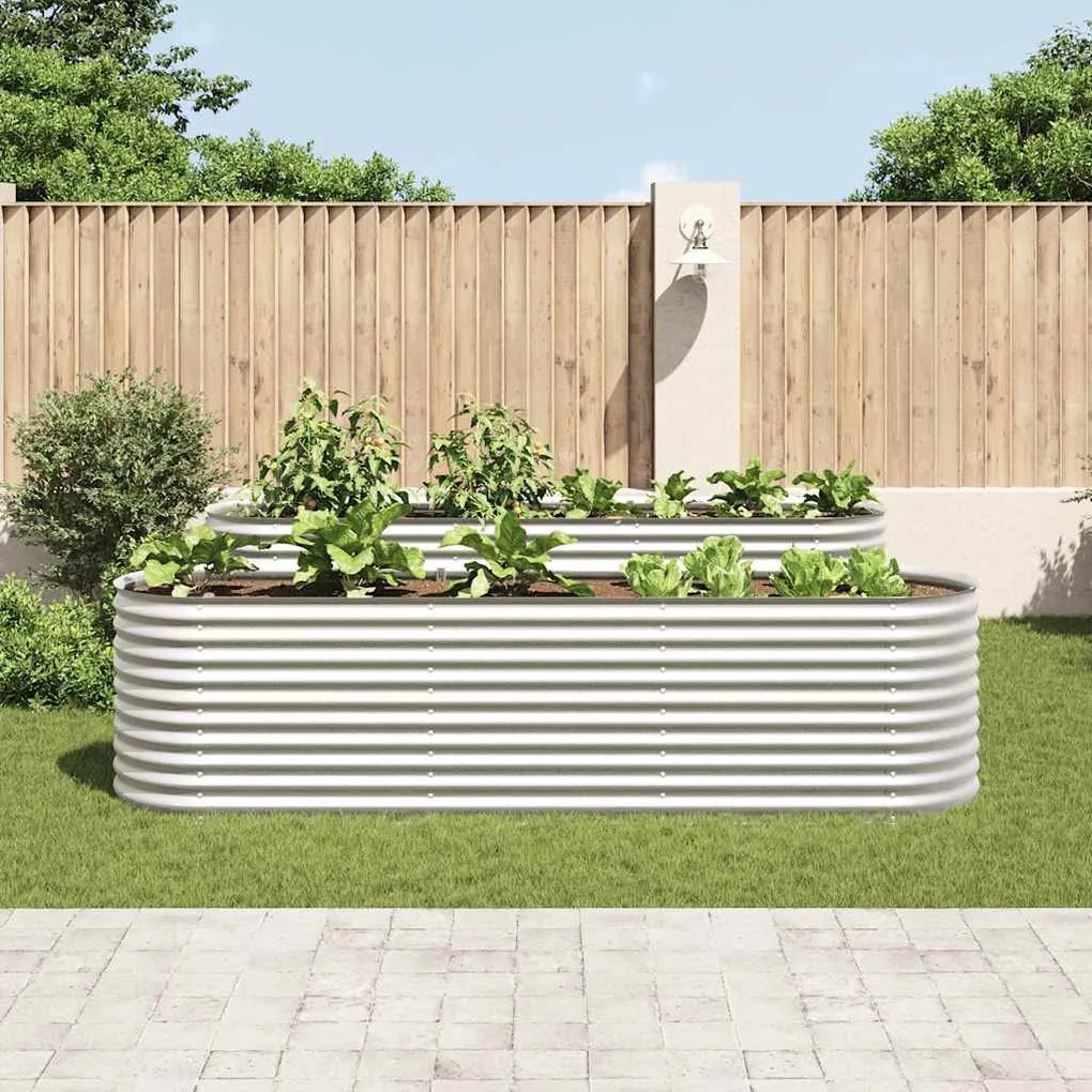 Canteiro elevado de jardim aço galvanizado 320x80x81cm prateado