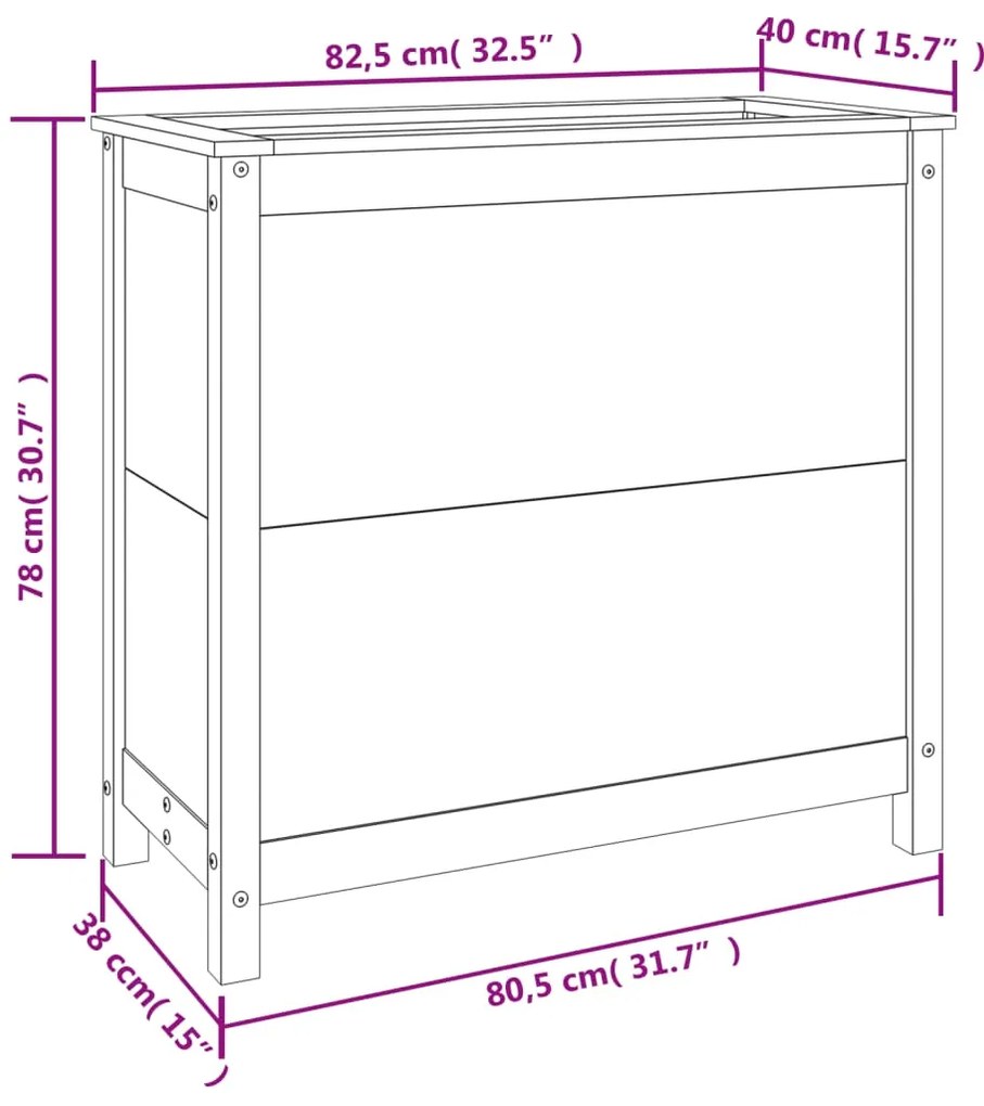Vaso/floreira de jardim 82,5x40x78 cm pinho maciço branco