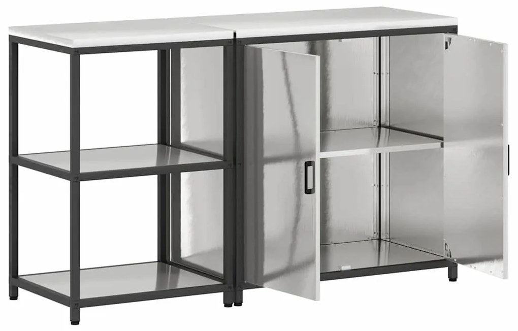 Conjunto de Armazenamento de Cozinha com prateleira 2 pcs Prata