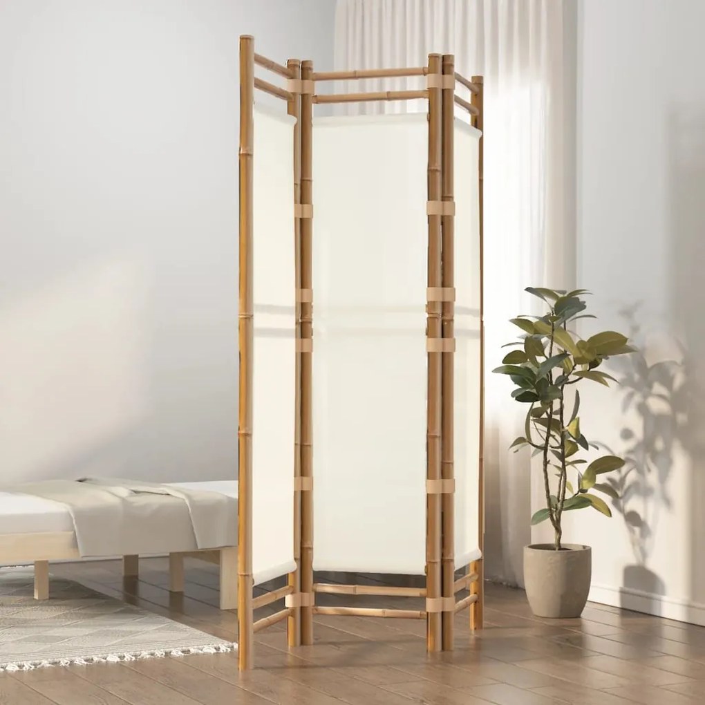350623 vidaXL Divisória/biombo com 3 painéis dobráveis 120 cm bambu e lona