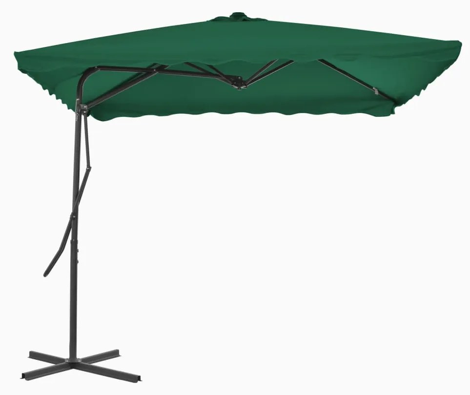 44881 vidaXL Guarda-sol de exterior com poste em aço 250x250 cm verde