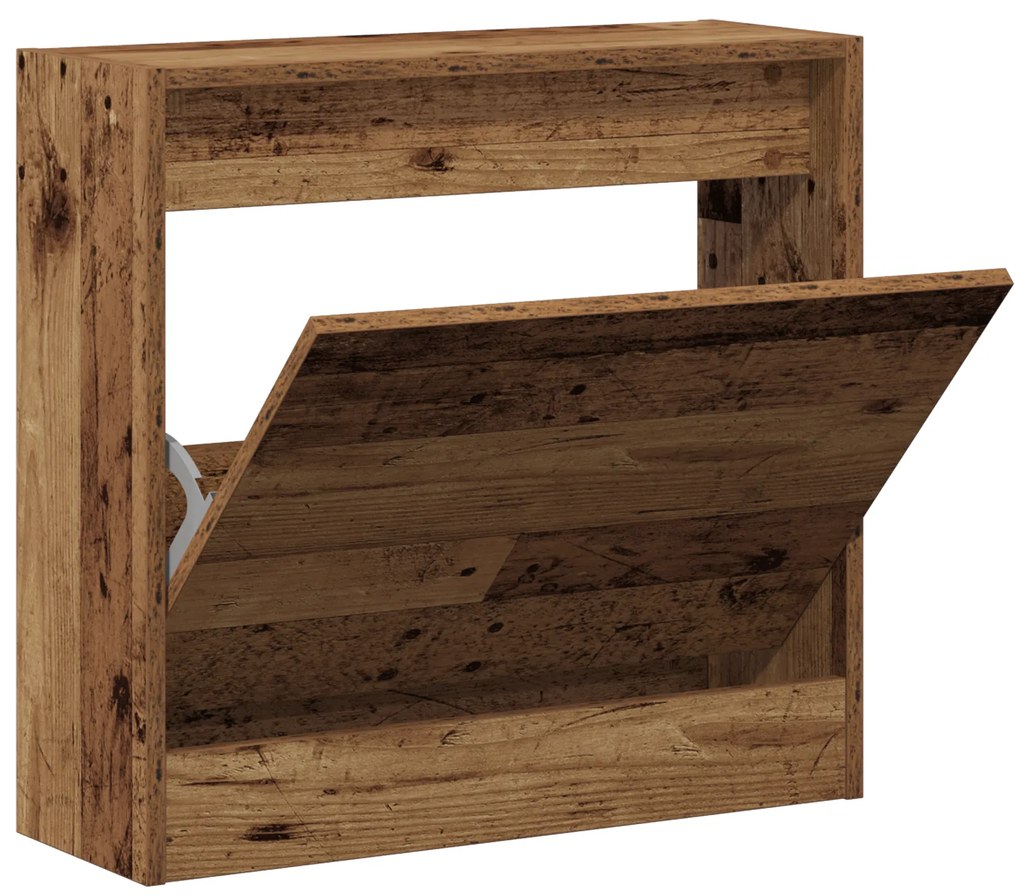 Armário de Sapatos de Madeira Velha 60x21x57 cm em Madeira de Engenhar