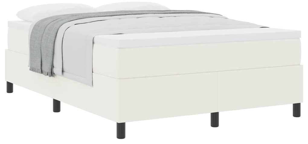 Cama Box Spring com Colchão Creme 160x200 cm Tecido de Corduroy