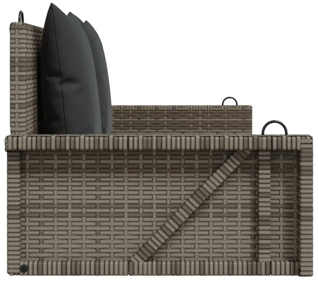 Banco baloiço com almofadões 119x56x48 cm vime PE cinzento