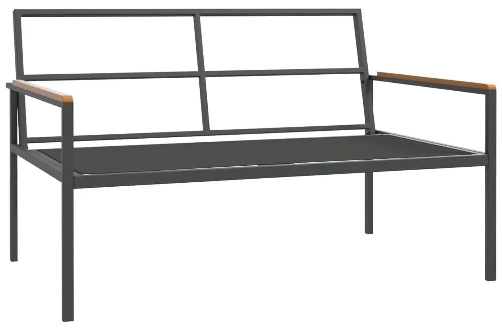 3 pcs conjunto lounge de jardim com almofadões aço antracite