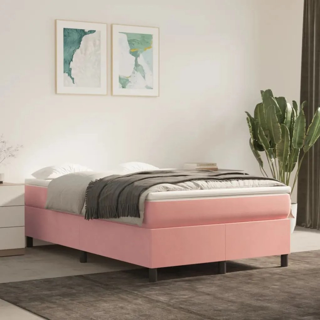3121113 vidaXL Estrutura de cama 120x200 cm veludo rosa