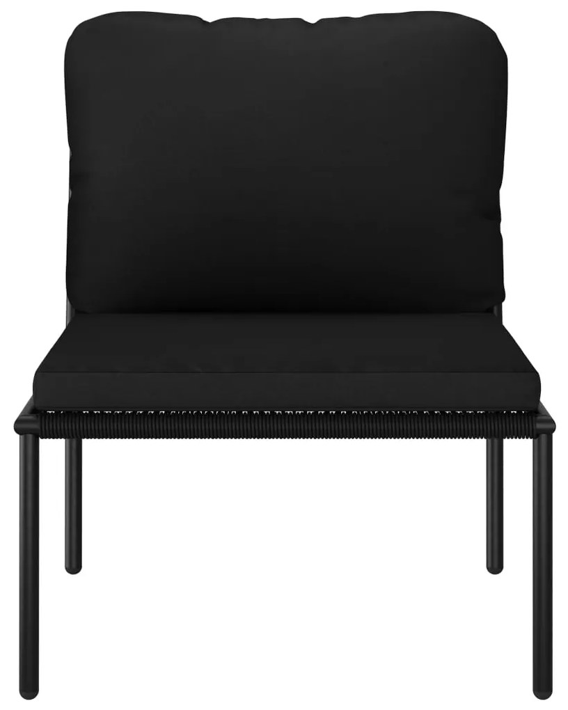 6 pcs conjunto lounge de jardim c/ almofadões PVC preto