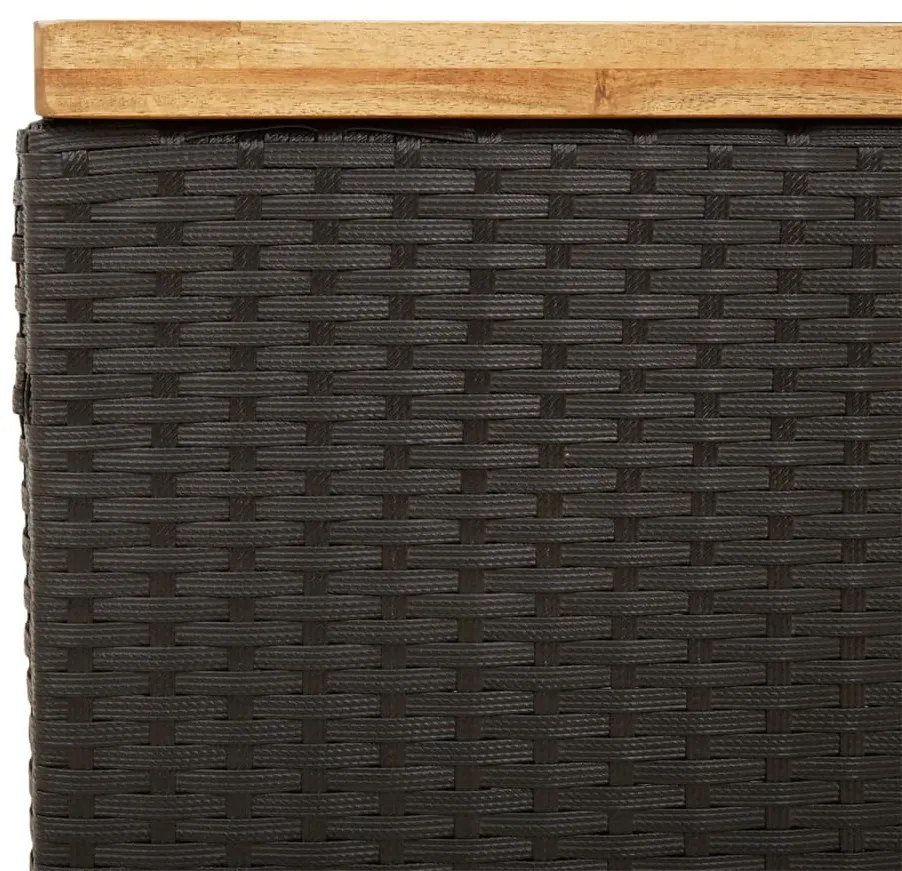 Caixa arrumação jardim 110x55x63 cm vime PE/acácia maciça preto