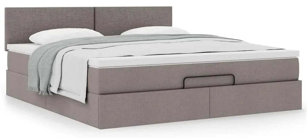 Estrutura de cama otomana com colchão tecido cinzento 160x200cm