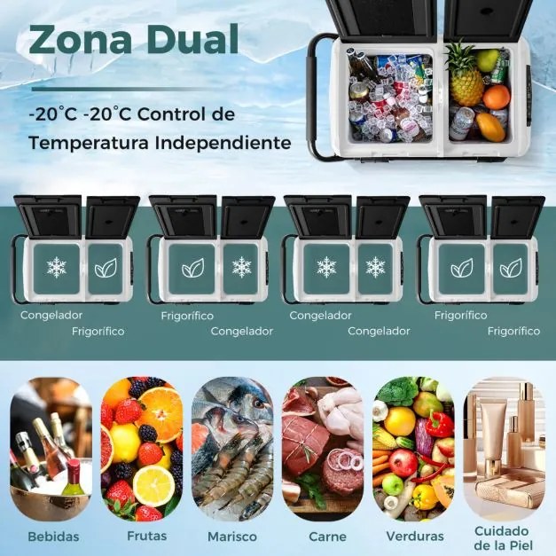 Gelaeira 40L 12V portátil com compressor (-20 ℃ ~ 20 ℃) para viagens, campismo preto