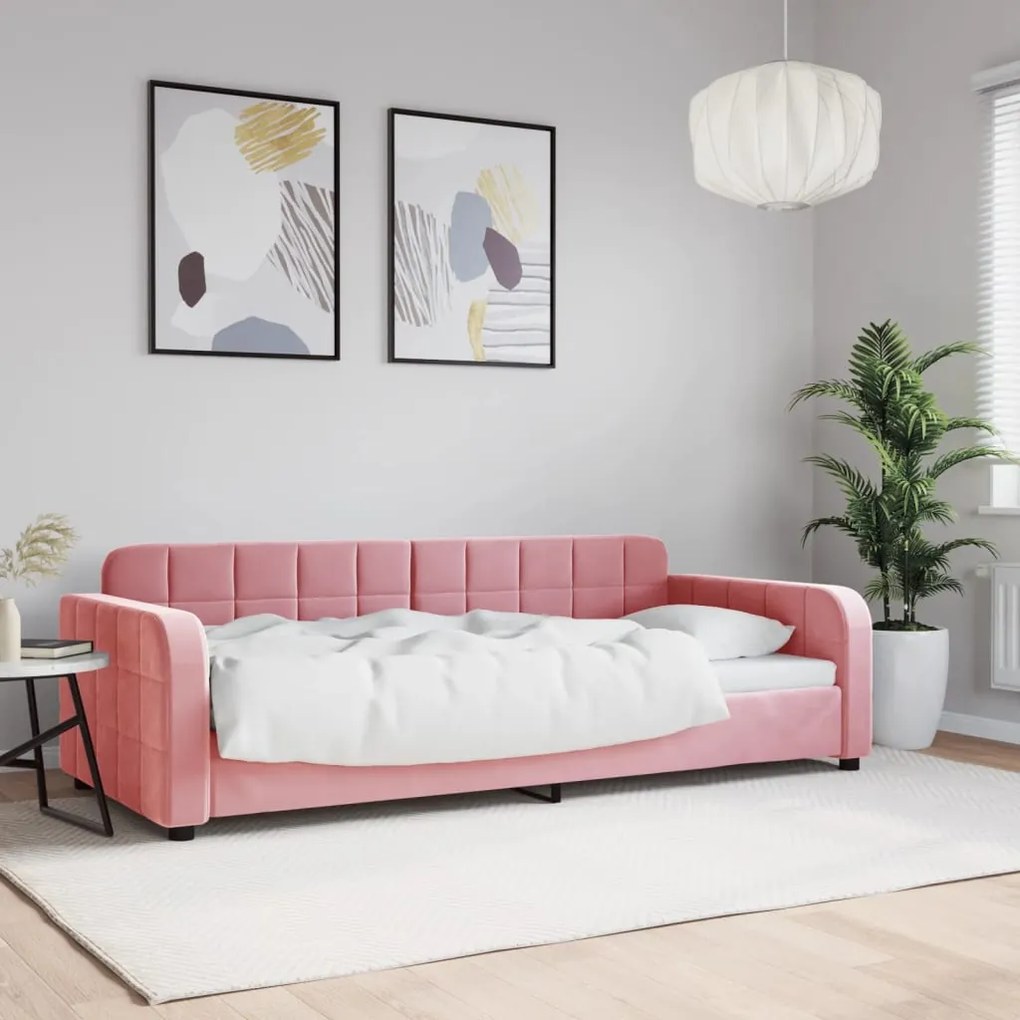 354061 vidaXL Sofá-cama 90x200 cm veludo rosa