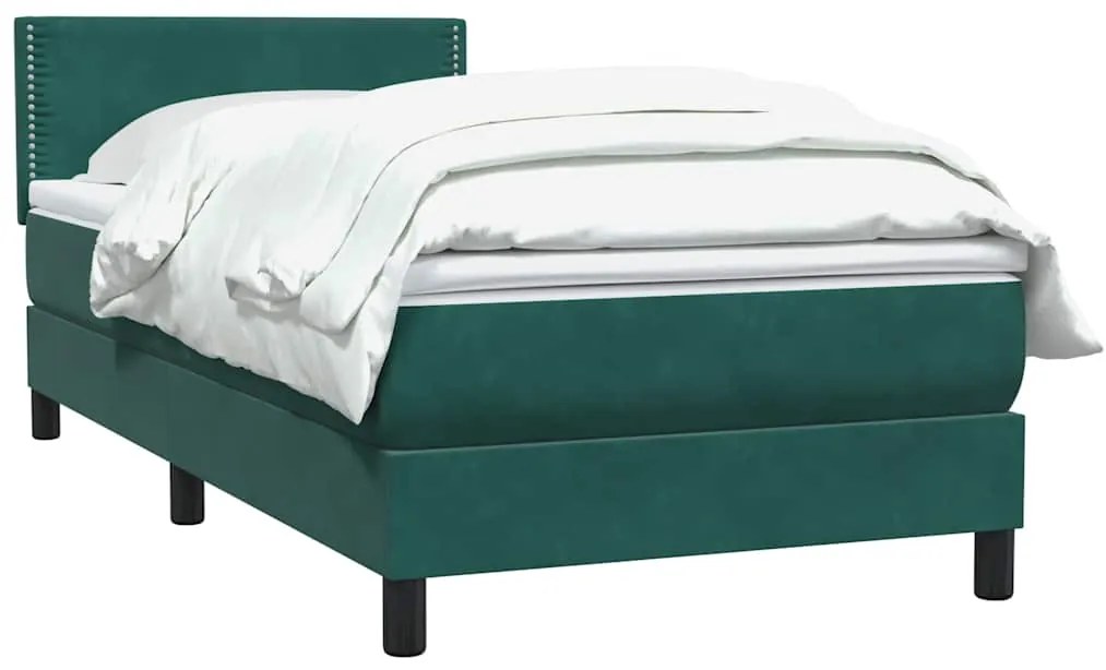 Cama com molas/colchão verde-escuro 80x220 cm veludo