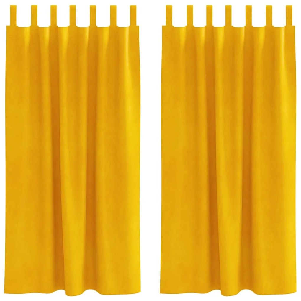Cortinas Blackout vidaXL com Laços de Pendurar 2 pcs Amarelo Mostarda