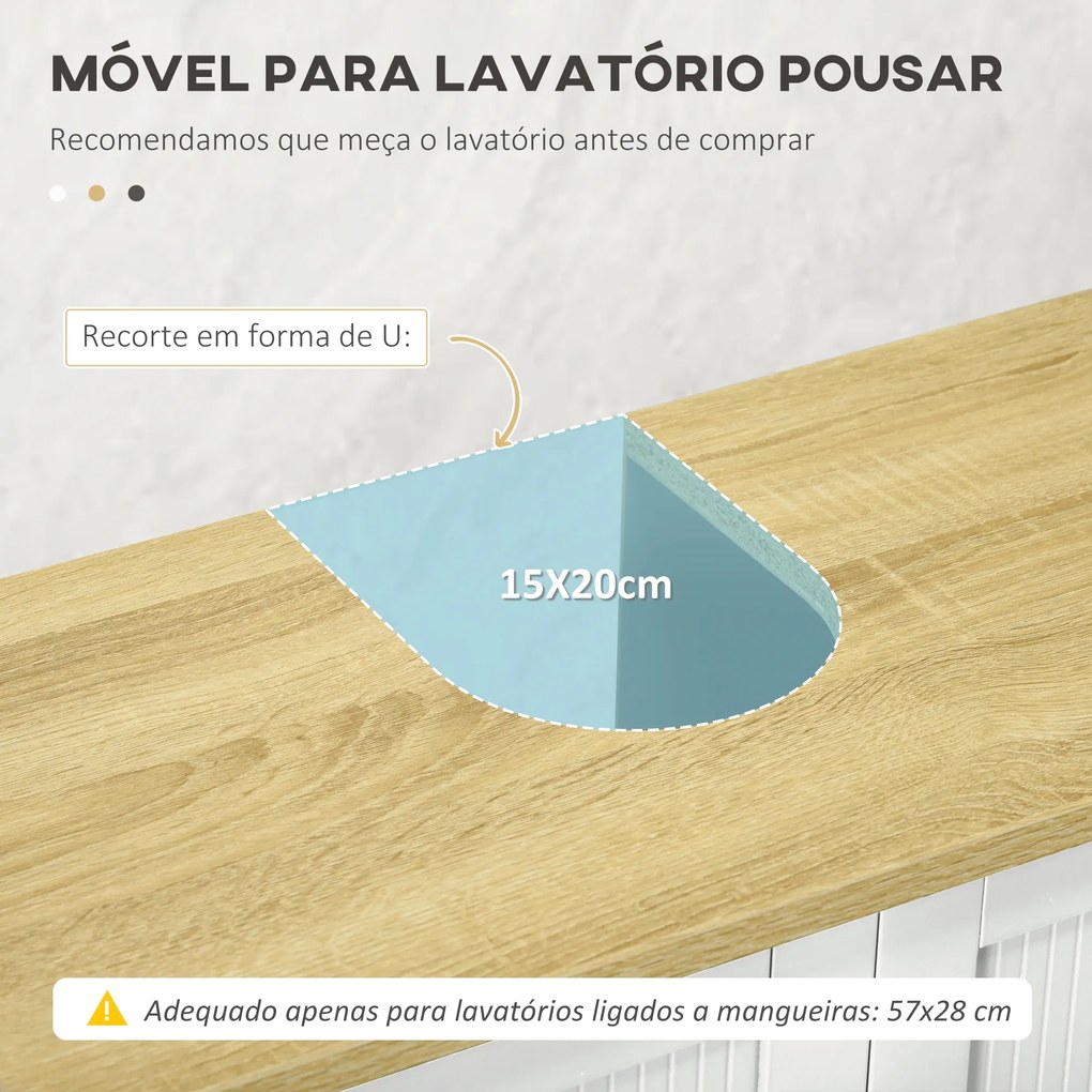 kleankin Móvel para Lavatório Pousar Móvel para Lavatório em Pé com 2 Portas e Prateleira Ajustável sem Lavatório 60x30x60 cm Branco